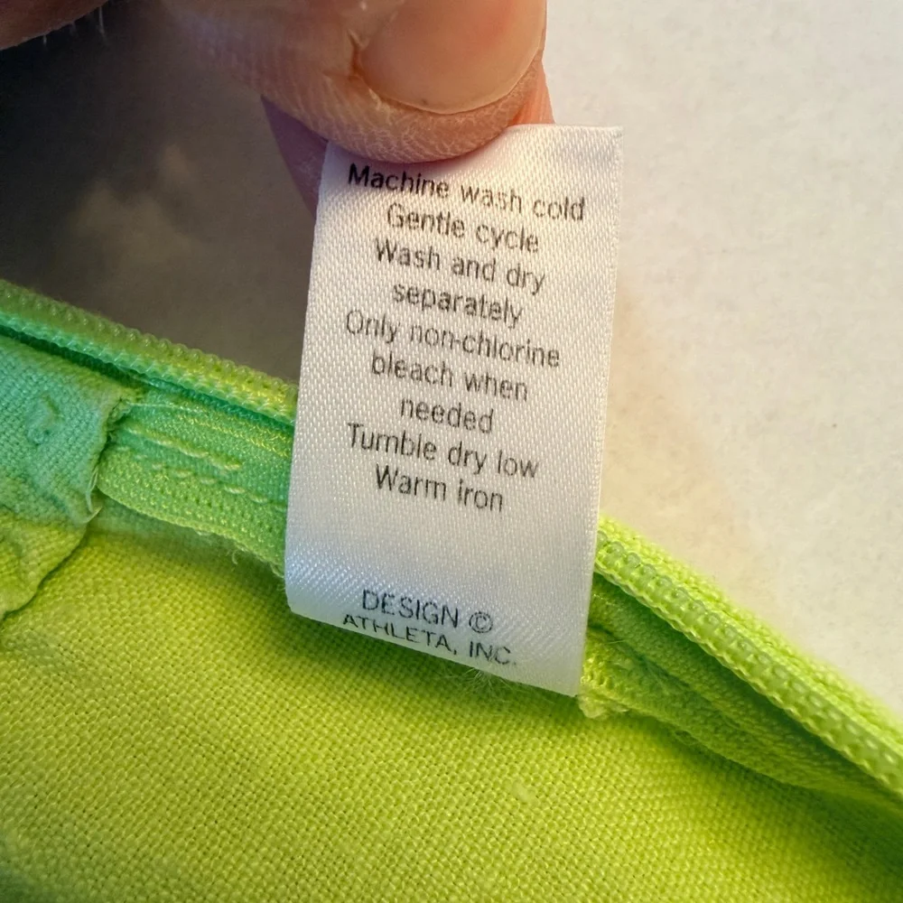 Athleta‎ Size 2 Daydream 100% Linen A-Line Skirt Flare Drawstring Lime Green